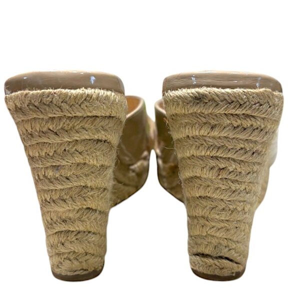 Kelsi Dagger Open Toe Patent Leather Criss Cross Strap Espadrille Wedge Size 8.5 - Picture 4 of 9